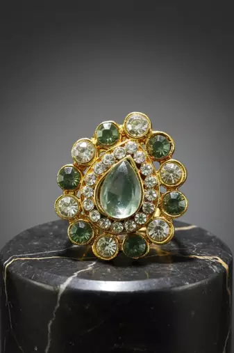 Multi stone stud brass ring / adjustable ring with stones/ sku-rin271 sku-rin271