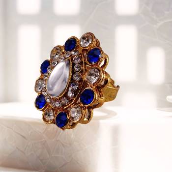 Multi stone stud brass ring / trendy adjustable stainless steel ring / 2
