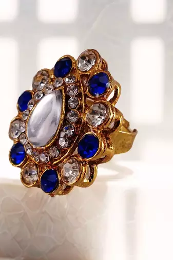 Multi stone stud brass ring / trendy adjustable stainless steel ring /