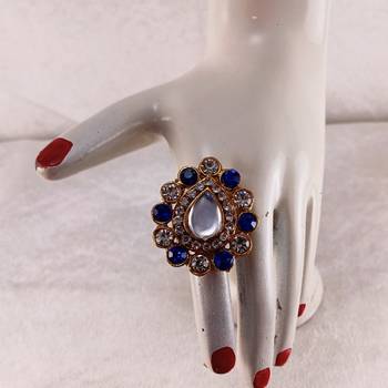 Multi stone stud brass ring / trendy adjustable stainless steel ring / 3