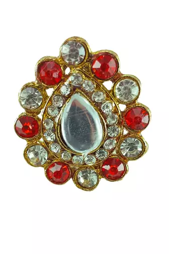 Multi stone stud brass ring / premium gold plated wedding ring for  women