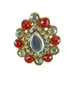 Multi stone stud brass ring / premium gold plated wedding ring for  women