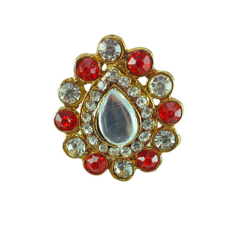 Multi stone stud brass ring / premium gold plated wedding ring for  women