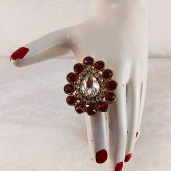 Rani stone stud brass ring / stylish & durable/ trendy adjustable stainless steel ring 3