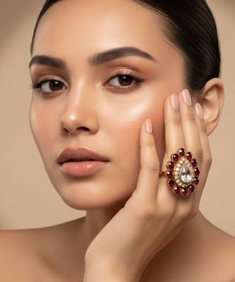 Rani stone stud brass ring / stylish & durable/ trendy adjustable stainless steel ring 4