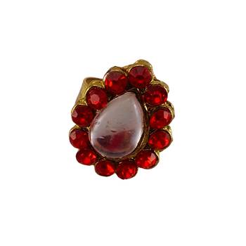 Red stone stud brass ring /trendy adjustable stainless steel ring / adjustable ring with natural stones 1