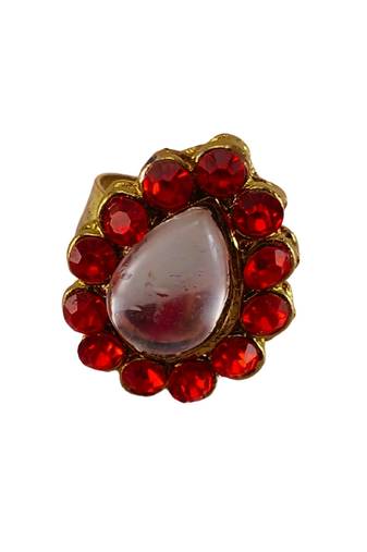 Red stone stud brass ring /trendy adjustable stainless steel ring / adjustable ring with natural stones