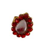 Red stone stud brass ring /trendy adjustable stainless steel ring / adjustable ring with natural stones