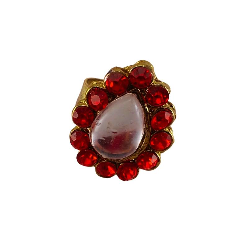 Red stone stud brass ring /trendy adjustable stainless steel ring / adjustable ring with natural stones