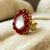 Red stone stud brass ring /trendy adjustable stainless steel ring / adjustable ring with natural stones