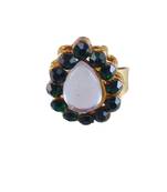 Green stone stud brass ring