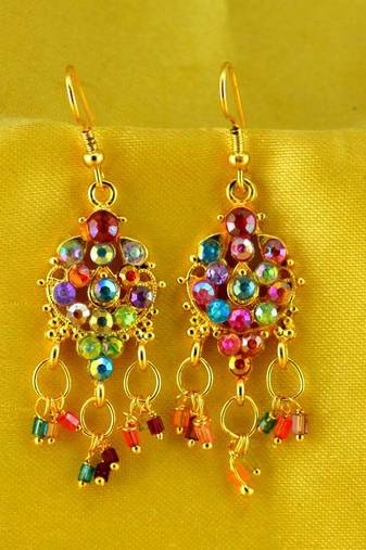 Stone Moti Meenakari Beads Bali Earing
