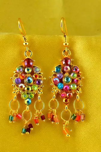 Stone Moti Meenakari Beads Bali Earing