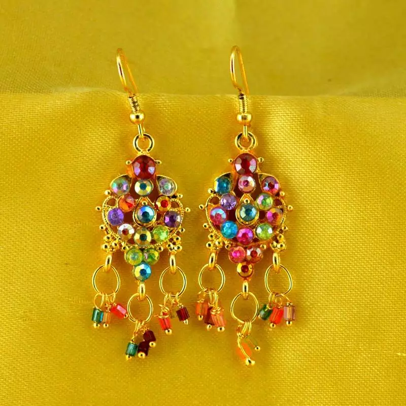 Stone Moti Meenakari Beads Bali Earing