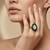 Green stone stud brass ring