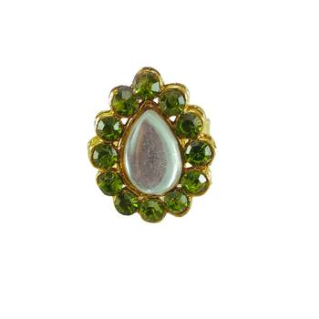 Mehendi stone stud brass ring / premium gold plated wedding ring for  women 1