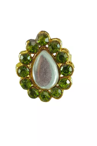 Mehendi stone stud brass ring / premium gold plated wedding ring for  women