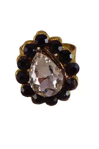 Dark beige stone stud brass ring/trendy adjustable stainless steel ring /