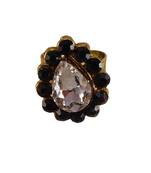 Dark beige stone stud brass ring/trendy adjustable stainless steel ring /