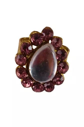 Purple stone stud brass ring /adjustable ring with natural stones/sku-rin261