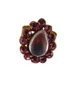 Purple stone stud brass ring /adjustable ring with natural stones/sku-rin261