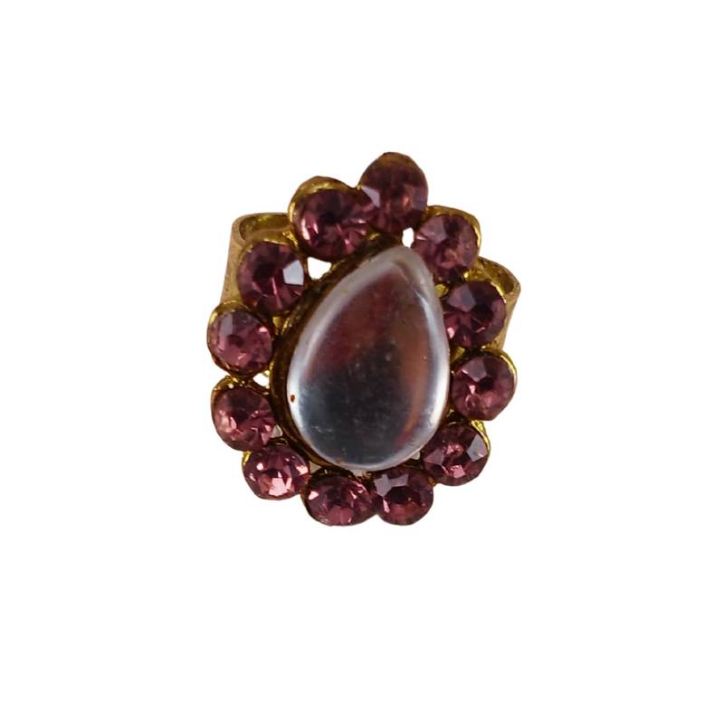 Purple stone stud brass ring /adjustable ring with natural stones/sku-rin261