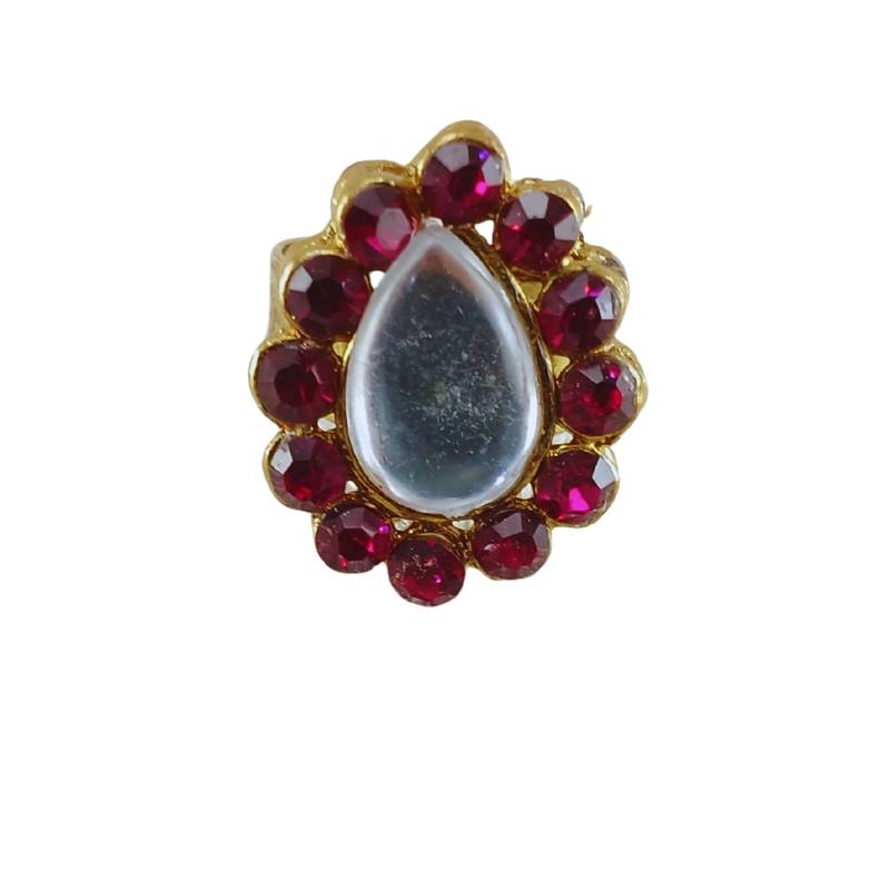 Rani stone stud brass ring / premium gold plated wedding ring for  women