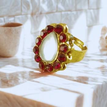 Rani stone stud brass ring / premium gold plated wedding ring for  women 2