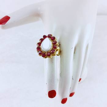Rani stone stud brass ring / premium gold plated wedding ring for  women 3