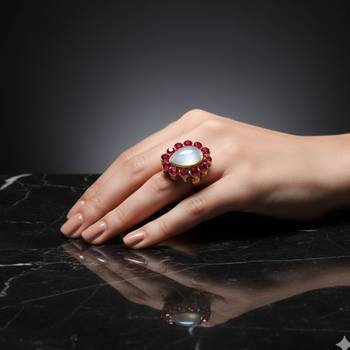 Rani stone stud brass ring / premium gold plated wedding ring for  women 4