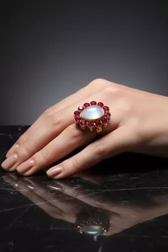Rani stone stud brass ring / premium gold plated wedding ring for  women