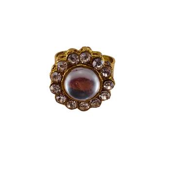 White stone stud brass ring 1