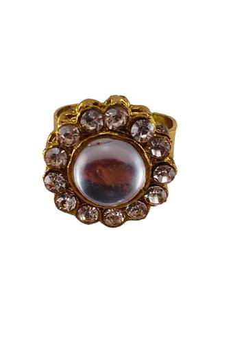 White stone stud brass ring