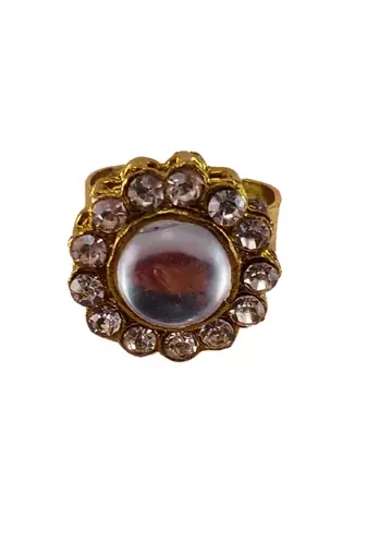 White stone stud brass ring