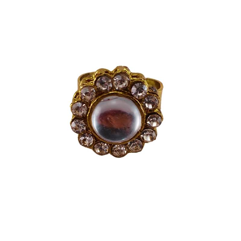 White stone stud brass ring