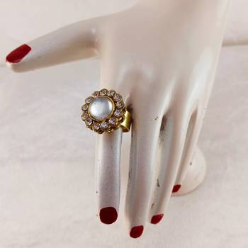 White stone stud brass ring 3