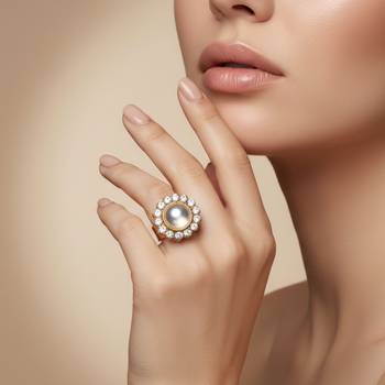 White stone stud brass ring 4