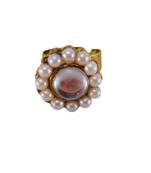 White moti stud brass ring  adjustable ring with natural stones/ sku-rin255 sku-rin255