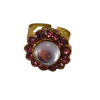 Purple stone stud brass ring / trendy adjustable stainless steel ring 1