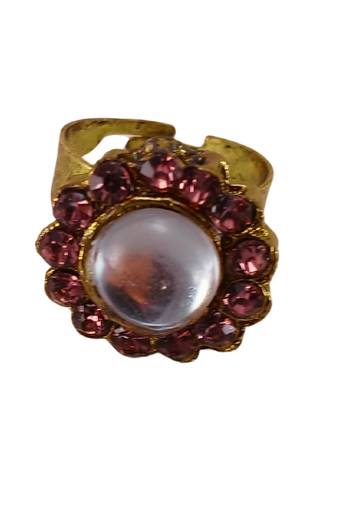 Purple stone stud brass ring / trendy adjustable stainless steel ring