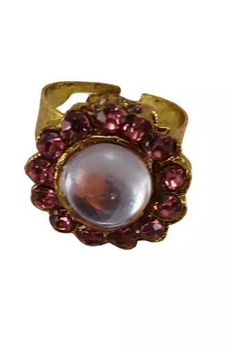 Purple stone stud brass ring / trendy adjustable stainless steel ring