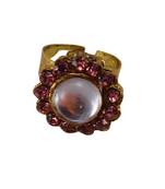 Purple stone stud brass ring / trendy adjustable stainless steel ring