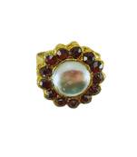 Mehroon stone stud brass ring /stylish & durable/ trendy adjustable stainless steel ring