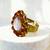 Brown stone stud brass ring / adjustable ring with natural stones