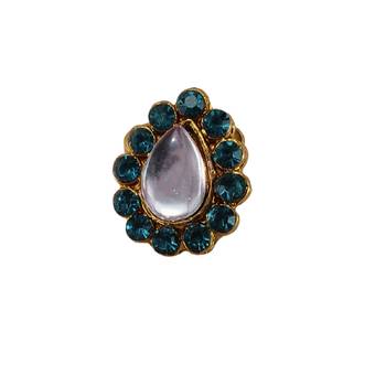 Radium stone stud brass ring / premium gold plated wedding ring for  women 1