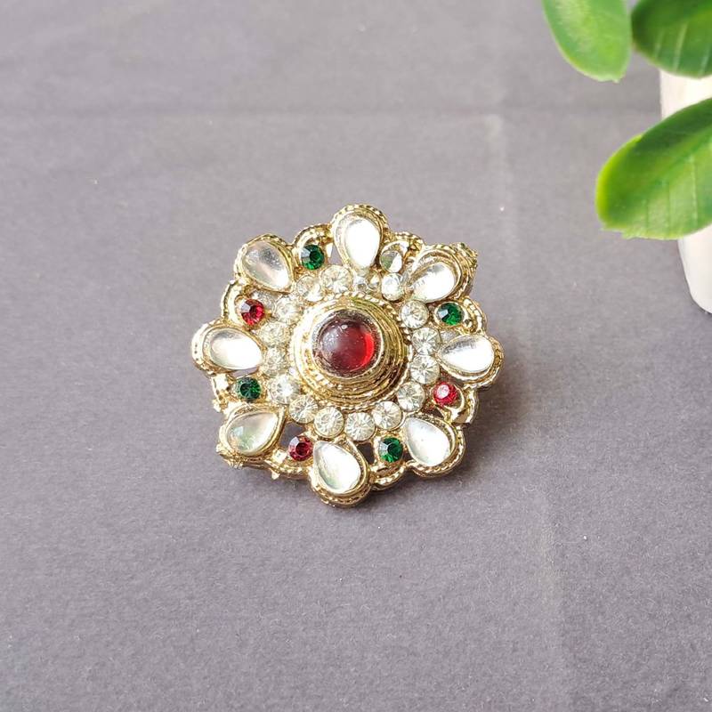 Multi stone stud brass ring /stylish & durable/ trendy adjustable stainless steel ring /