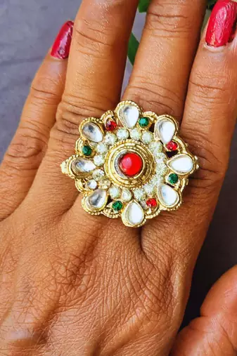 Multi stone stud brass ring /stylish & durable/ trendy adjustable stainless steel ring /