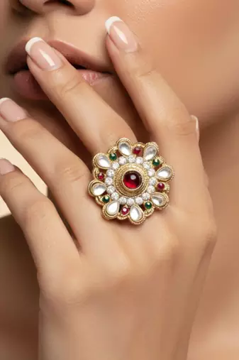 Multi stone stud brass ring /stylish & durable/ trendy adjustable stainless steel ring /