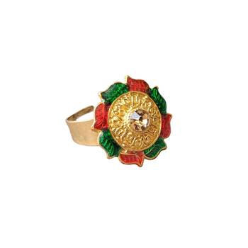 Multi stone stud brass ring / premium gold plated wedding ring for  women 4