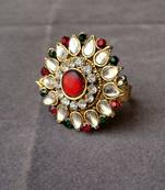 Multi stone stud brass ring